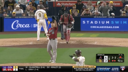 Paul Sewald strikes out Jake Cronenworth to end the game